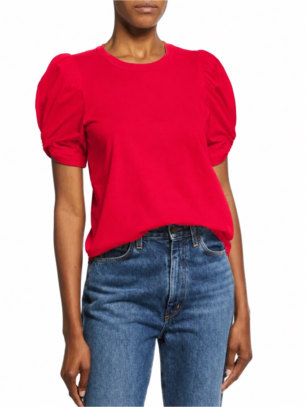 A.L.C. NWT Kati Red Puff-Sleeve Cotton  Top Size Small